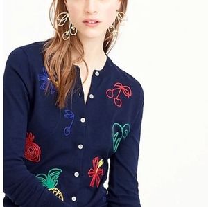 J.Crew Navy blue cardigan with embroidery applique
